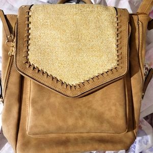 Tan backpack purse